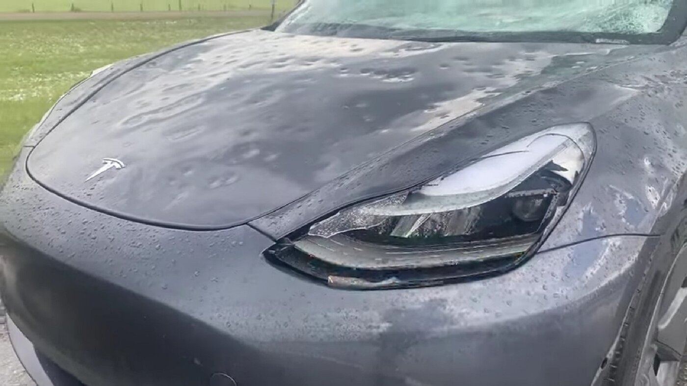 Paintless dent repair in action